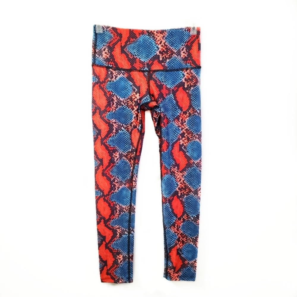 EUC Noli Snakeskin Orange/Blue Active Capri Legging Size XS